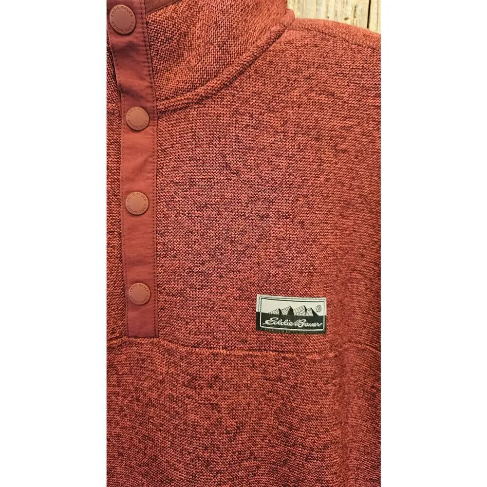 Eddie Bauer size XL red pocket pullover sweater warm EUC preppy mens casual
